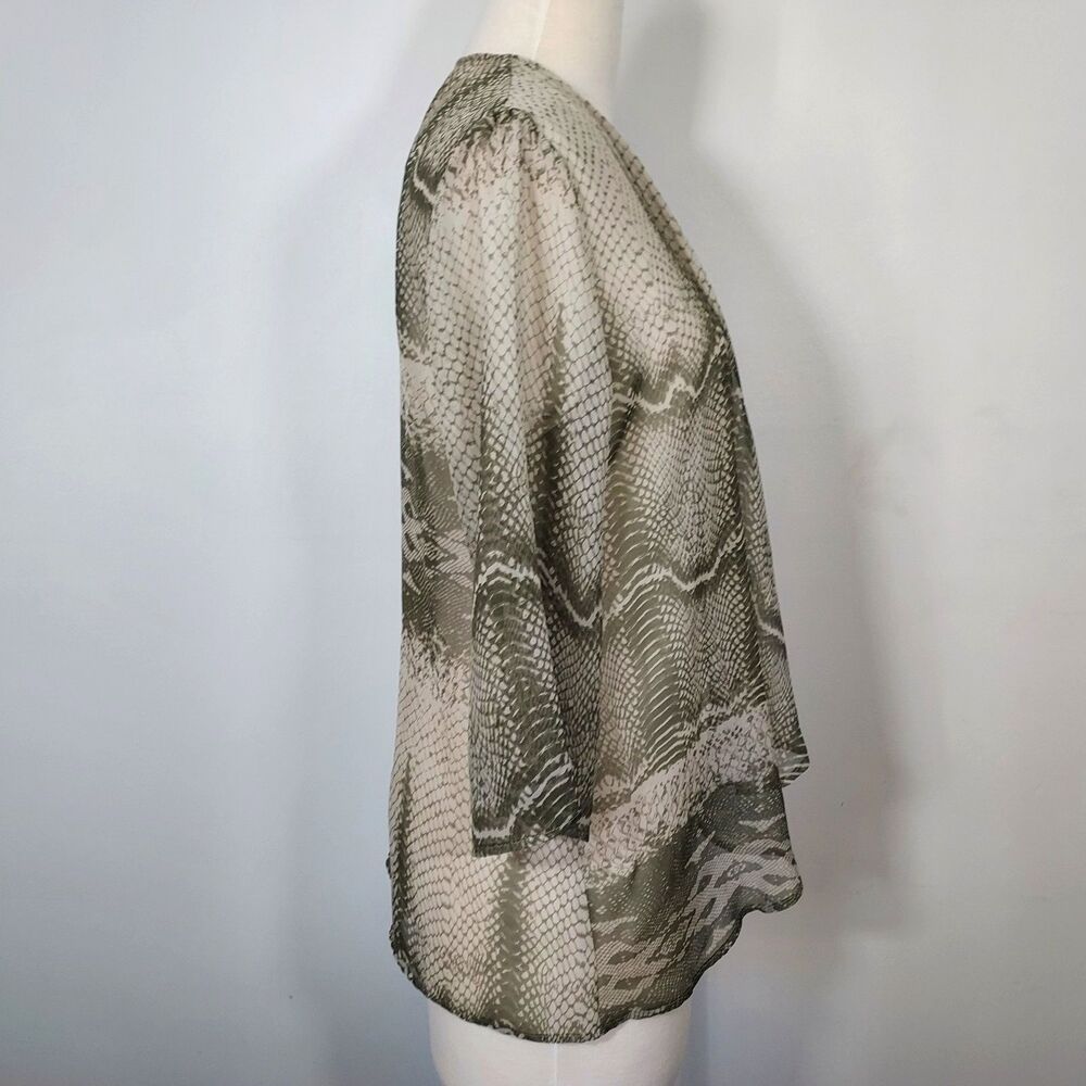 Chico's Open Front Cardigan Sheer Lightweight Snake Print Size 1 Womens Medium - Picture 5 of 12
